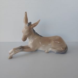 Lladro Donkey Mule  Nativity Glossy RETIRED No Box! Excellent Condition!